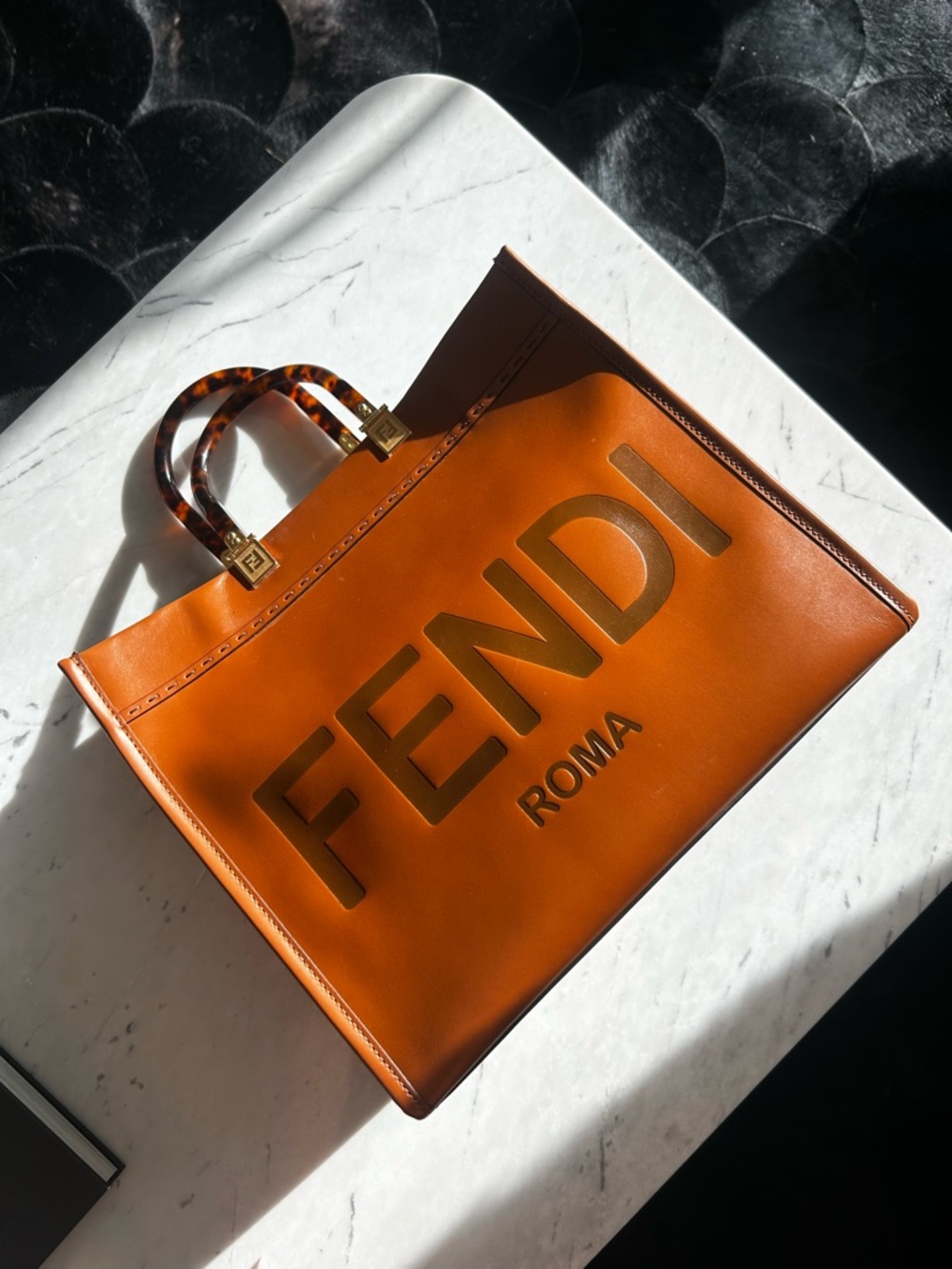 Fendi Large Sunshine Tote w duster bag & 2 straps